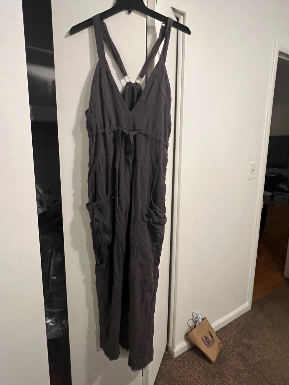 Free People Charcoal Sleeveless Wide‑Leg Jumpsuit